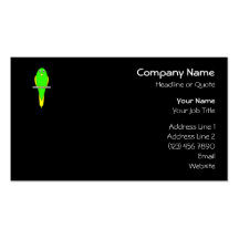 Yellow and Green Bird. Parakeet. Black Business Card Templates