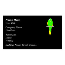 Yellow and Green Bird. Parakeet. Black Business Card Template