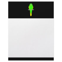 Yellow and Green Bird. Parakeet. Black Letterhead Design