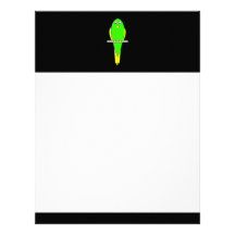 Yellow and Green Bird. Parakeet. Black Letterhead Design