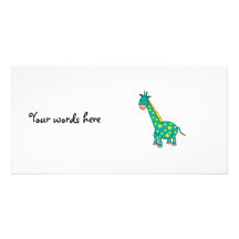 Yellow and green giraffe custom photo card