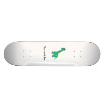Yellow and green giraffe custom skate board