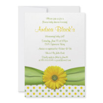 Yellow and Green Polka Dots Baby Shower Invitation