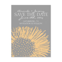Yellow and Grey Abstract Floral Save the Date Postcards
