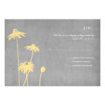 Yellow and Grey Chic Flower Wedding RSVP Announcement