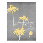 Yellow and Grey Chic Flower Wedding Save the Date Postcard