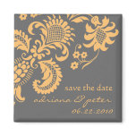Yellow and Grey Damask Save the Date Magnet