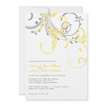 Yellow and Grey Double Floral Wedding Invitation