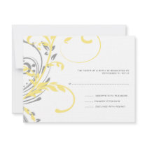 Yellow and Grey Double Floral Wedding RSVP Custom Invites