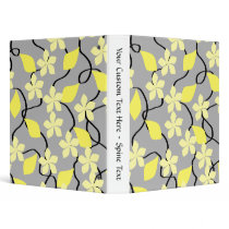 Yellow and Grey Flowers. Floral Pattern. Vinyl Binders