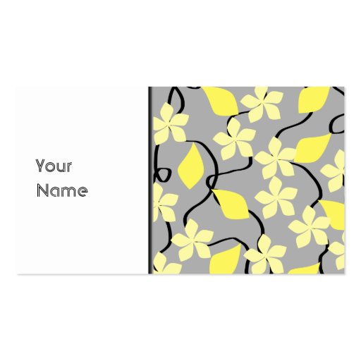 Yellow and Grey Flowers. Floral Pattern. Business Cards