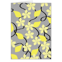 Yellow and Grey Flowers. Floral Pattern. Cards