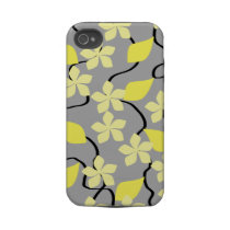 Yellow and Grey Flowers. Floral Pattern. Tough Iphone 4 Covers