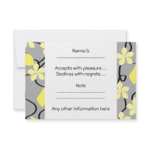 Yellow and Grey Flowers. Floral Pattern. Custom Invitation