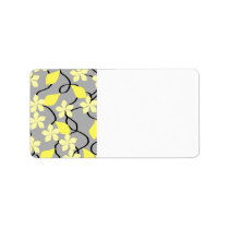 Yellow and Grey Flowers. Floral Pattern. Personalized Address Labels
