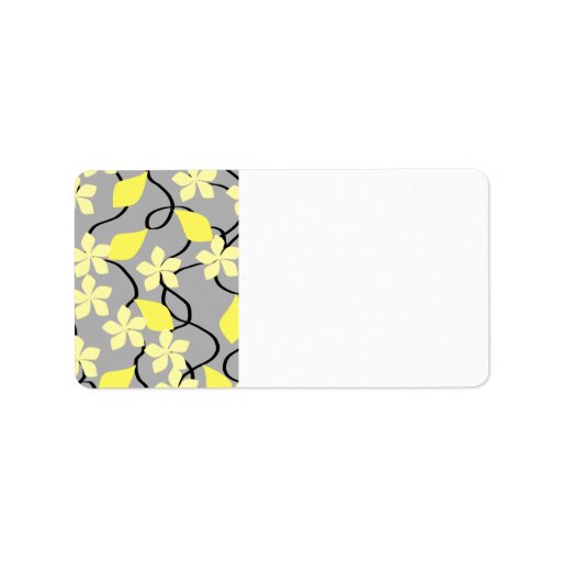Yellow and Grey Flowers. Floral Pattern. Personalized Address Labels