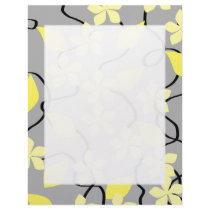 Yellow and Grey Flowers. Floral Pattern. Letterhead Design