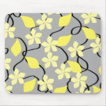 Yellow and Grey Flowers. Floral Pattern. Mousepad