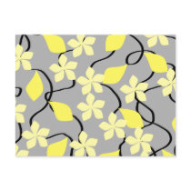 Yellow and Grey Flowers. Floral Pattern. Postcards