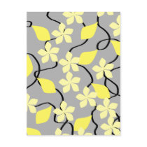 Yellow and Grey Flowers. Floral Pattern. Post Cards