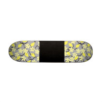 Yellow and Grey Flowers. Floral Pattern. Custom Skateboard