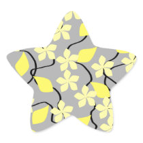 Yellow and Grey Flowers. Floral Pattern. Star Sticker