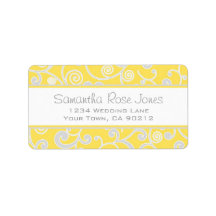 Yellow and Grey Scroll Custom Address Personalized Address Labels