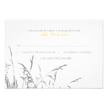 Yellow and Grey Sea Grass Beach Wedding rsvp Custom Invite
