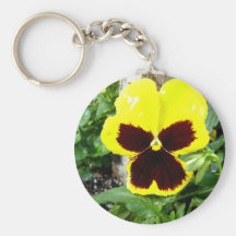Yellow And Maroon Pansy Keychain