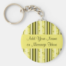 Yellow and Olive Green Stripes - Customized Key Chain