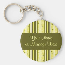 Yellow and Olive Green Stripes Key Chain