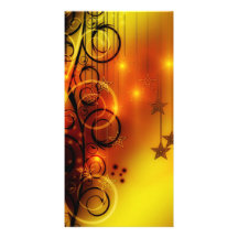 Yellow and Orange Abstract Design Stars Spirals Photo Greeting Card
