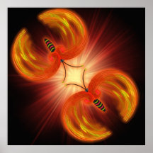 Yellow and Orange Fractal Butterfly Poster