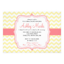 Yellow and Pink Cheveron Invitaiton Personalized Invitation