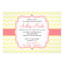 Yellow and Pink Chevron Invitation