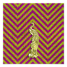 Yellow and Pink Glitter Peacock Photo Print