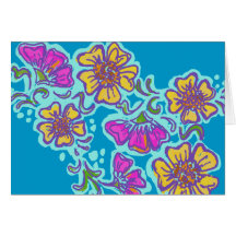 Yellow and Pink Mehndi Flowers Greeting Card