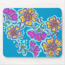 Yellow and Pink Mehndi Flowers Mouse Pad