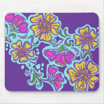 Yellow and Pink Mehndi Flowers Mouse Pads