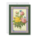 Yellow and Pink Roses Botanical Art Invitations