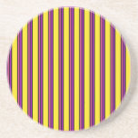 Yellow and Pink Stripes Beverage Coasters