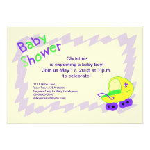 Yellow and Purple Fleur de Lis Baby Shower Personalized Invites