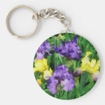 Yellow and Purple Irises Key Chain