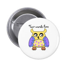 Yellow and purple owl buttons