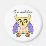 Yellow and purple owl magnet
