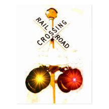 Yellow And Red Flashing Railroad Crossing Signals Post Cards