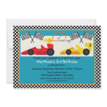 Yellow and Red Race Car Birthday Party Custom Invitation