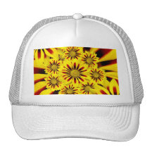 Yellow and Red Striped Gerbera Daisy Sunflower Trucker Hat