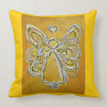 Yellow and White Angel Decorative Throw Pillow