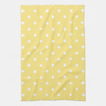 Yellow and White Polka Dots Pattern. Kitchen Towel